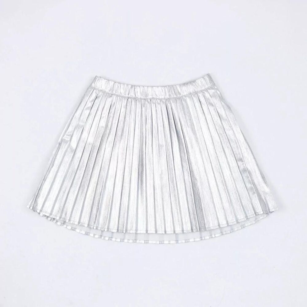 Owillo® Girls' Foil Pleated Skirt - Silver
